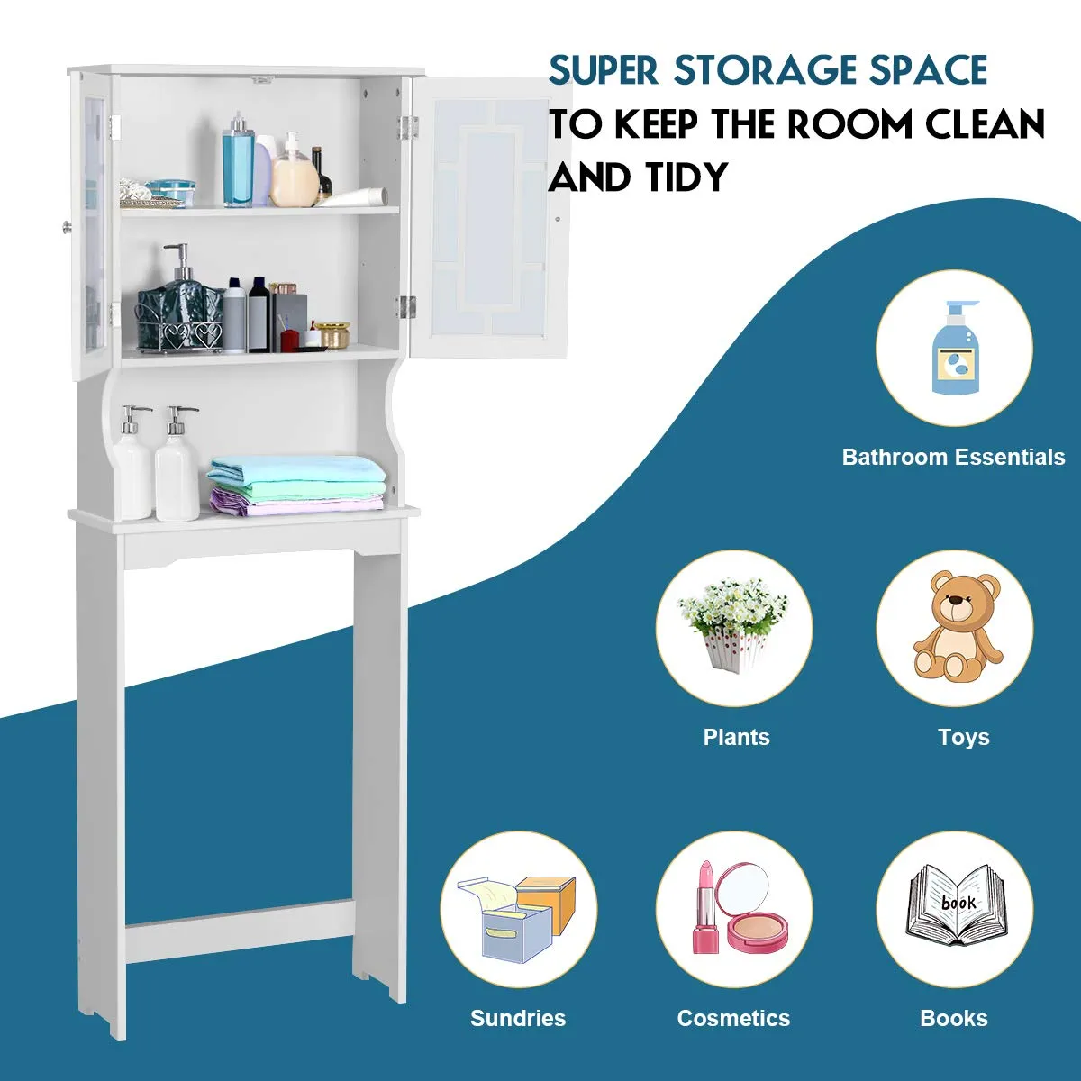 Giantex Over-The-Toilet Storage Spacesaver, Bathroom Organizer with Cabinet and Shelf