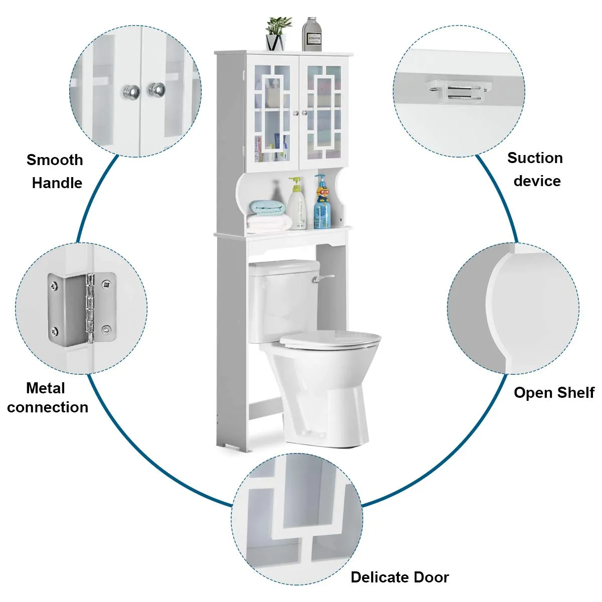 Giantex Over-The-Toilet Storage Spacesaver, Bathroom Organizer with Cabinet and Shelf