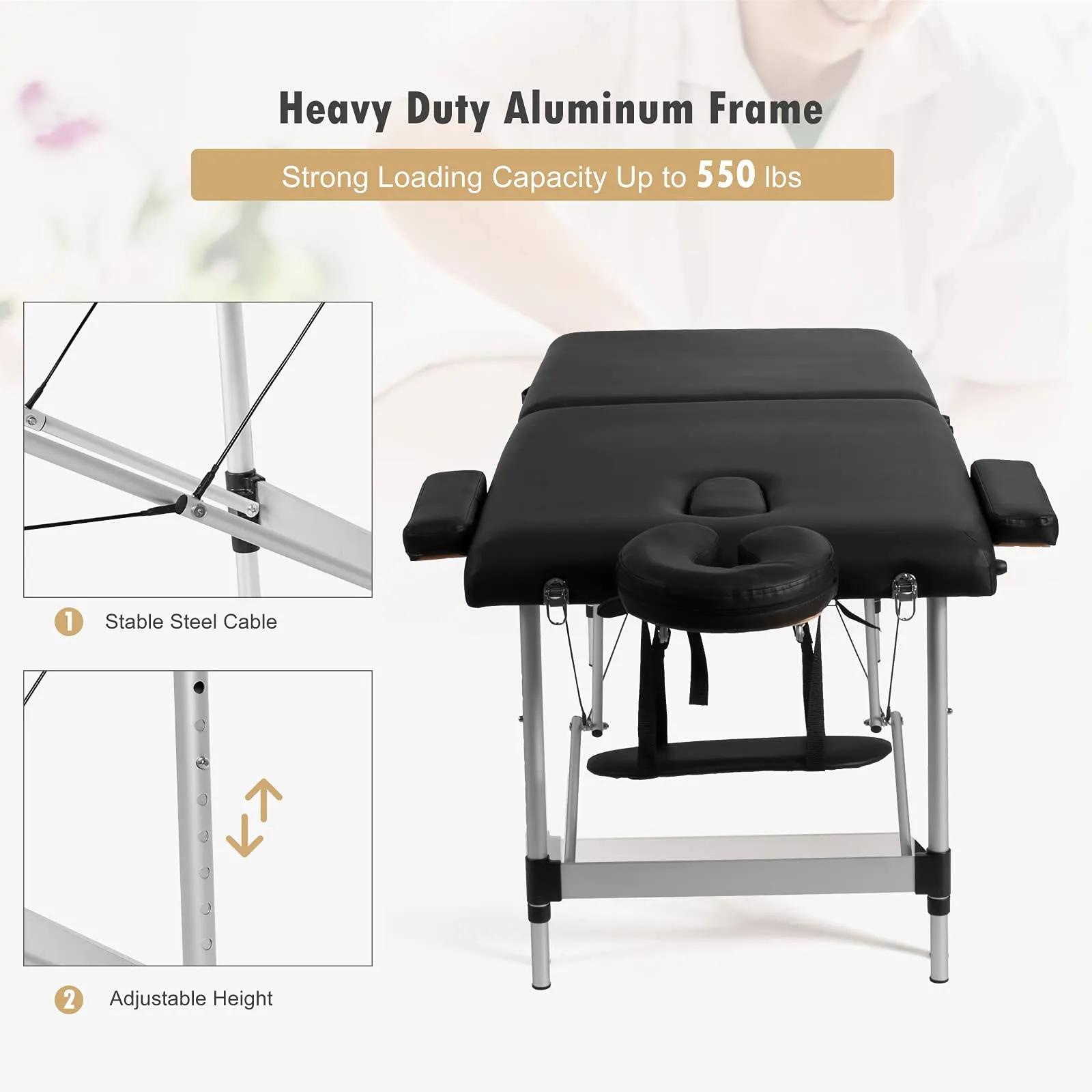 Giantex Portable Massage Table 84inch, Folding Lash Bed Aluminium Frame