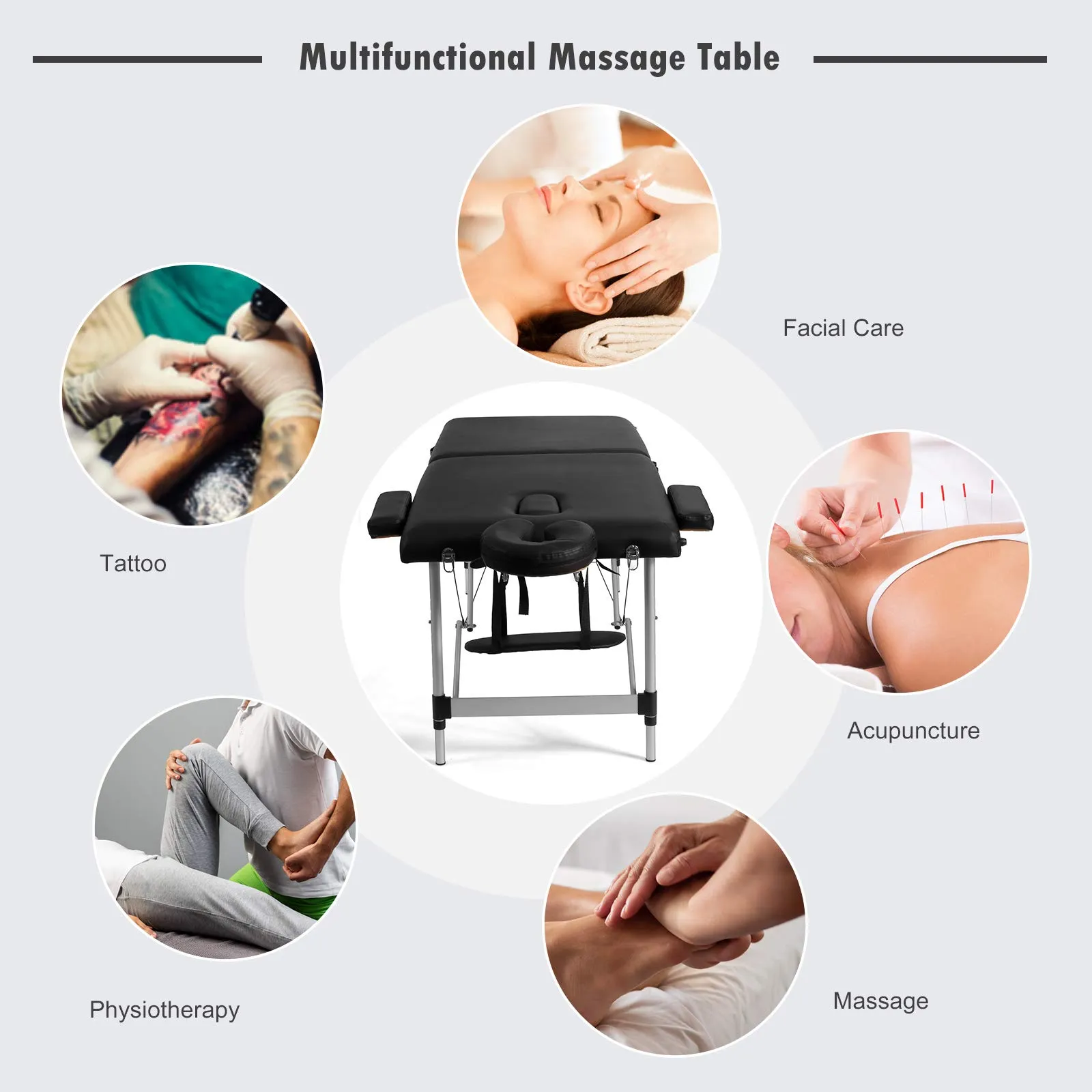 Giantex Portable Massage Table 84inch, Folding Lash Bed Aluminium Frame