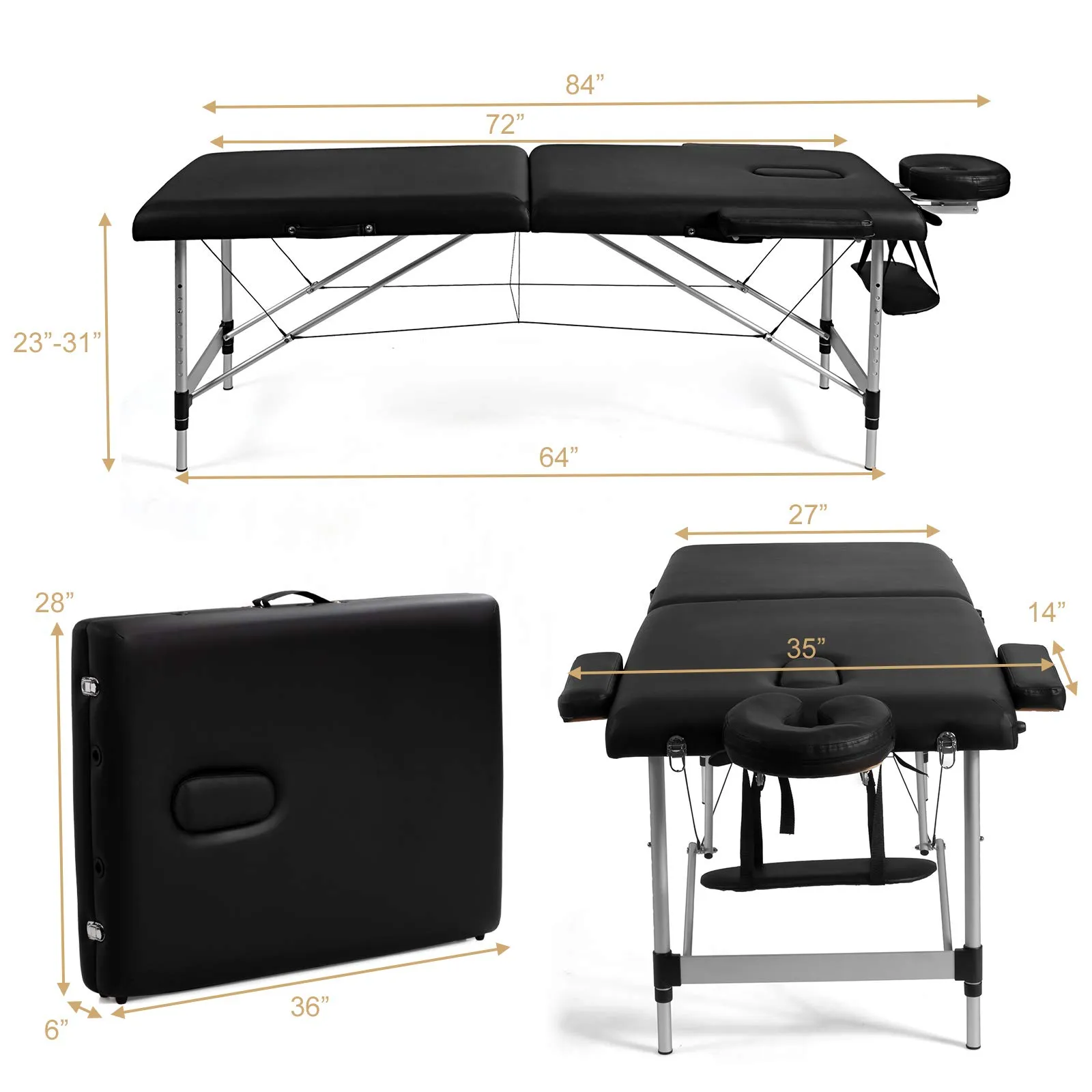 Giantex Portable Massage Table 84inch, Folding Lash Bed Aluminium Frame