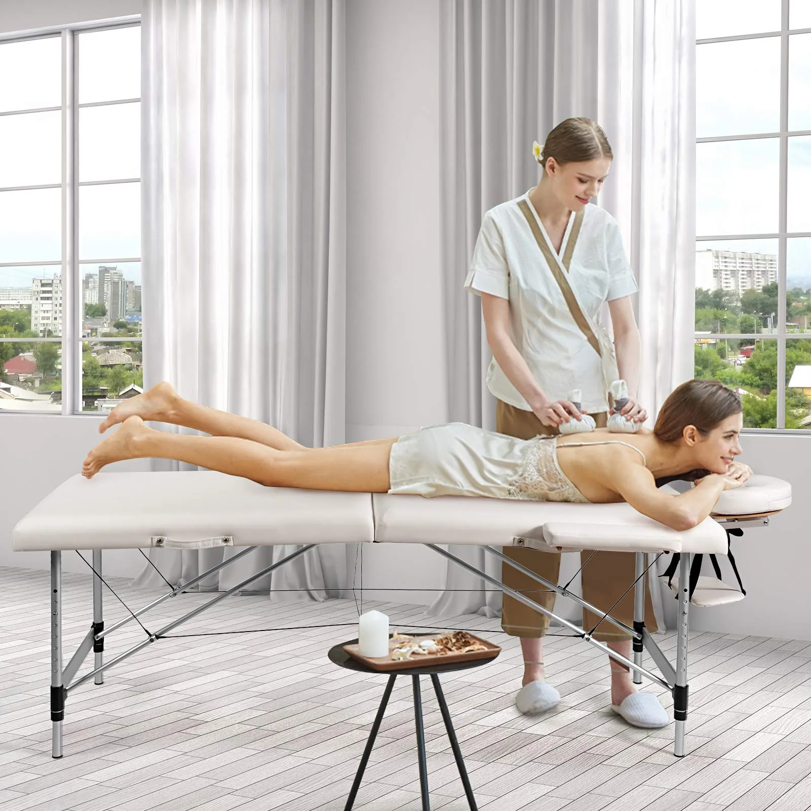 Giantex Portable Massage Table 84inch, Folding Lash Bed Aluminium Frame