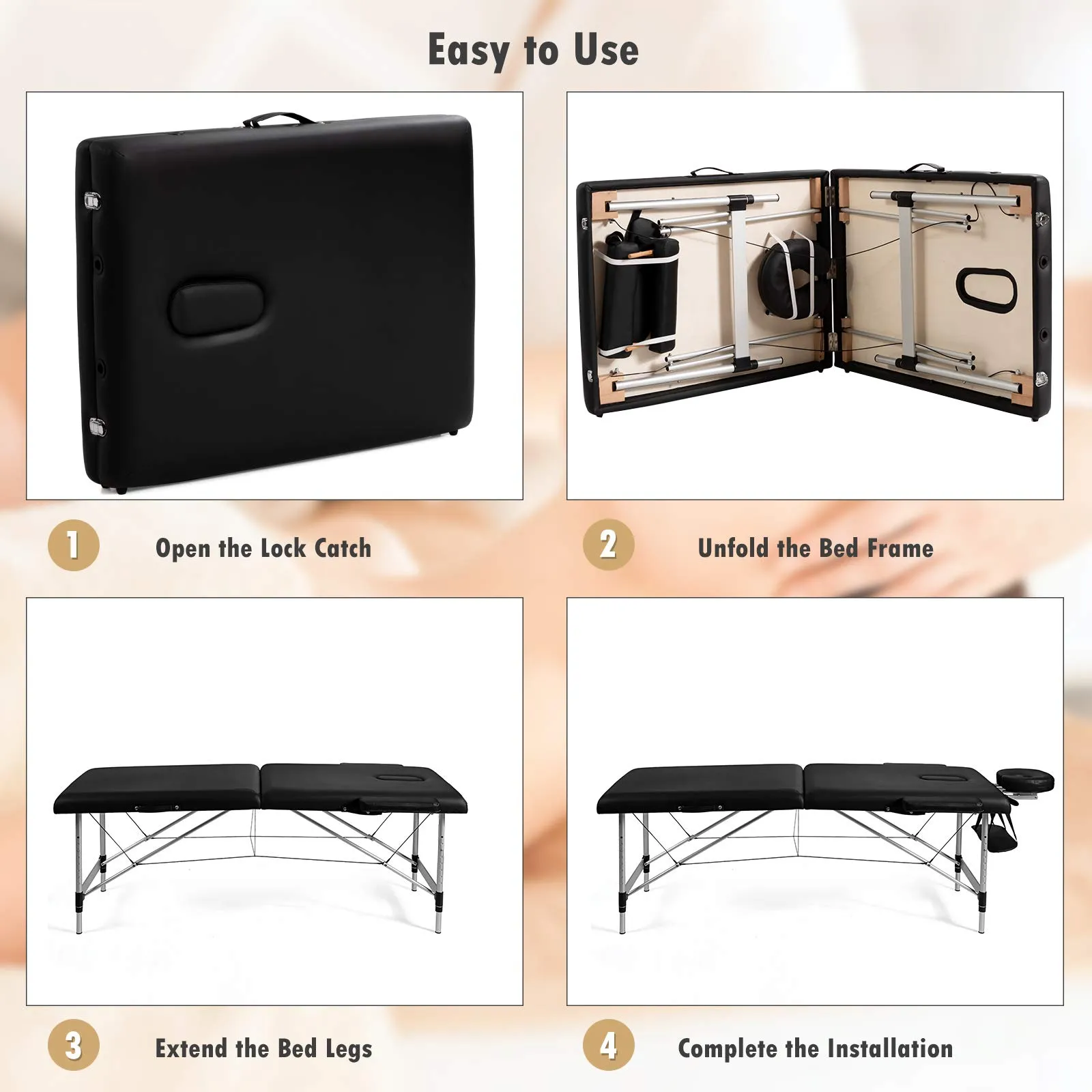 Giantex Portable Massage Table 84inch, Folding Lash Bed Aluminium Frame