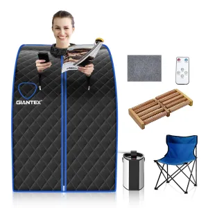 Giantex Portable Steam Sauna, Personal Therapeutic Sauna for Detox, Temperature & Timer Adjustable folding chair, portable chair