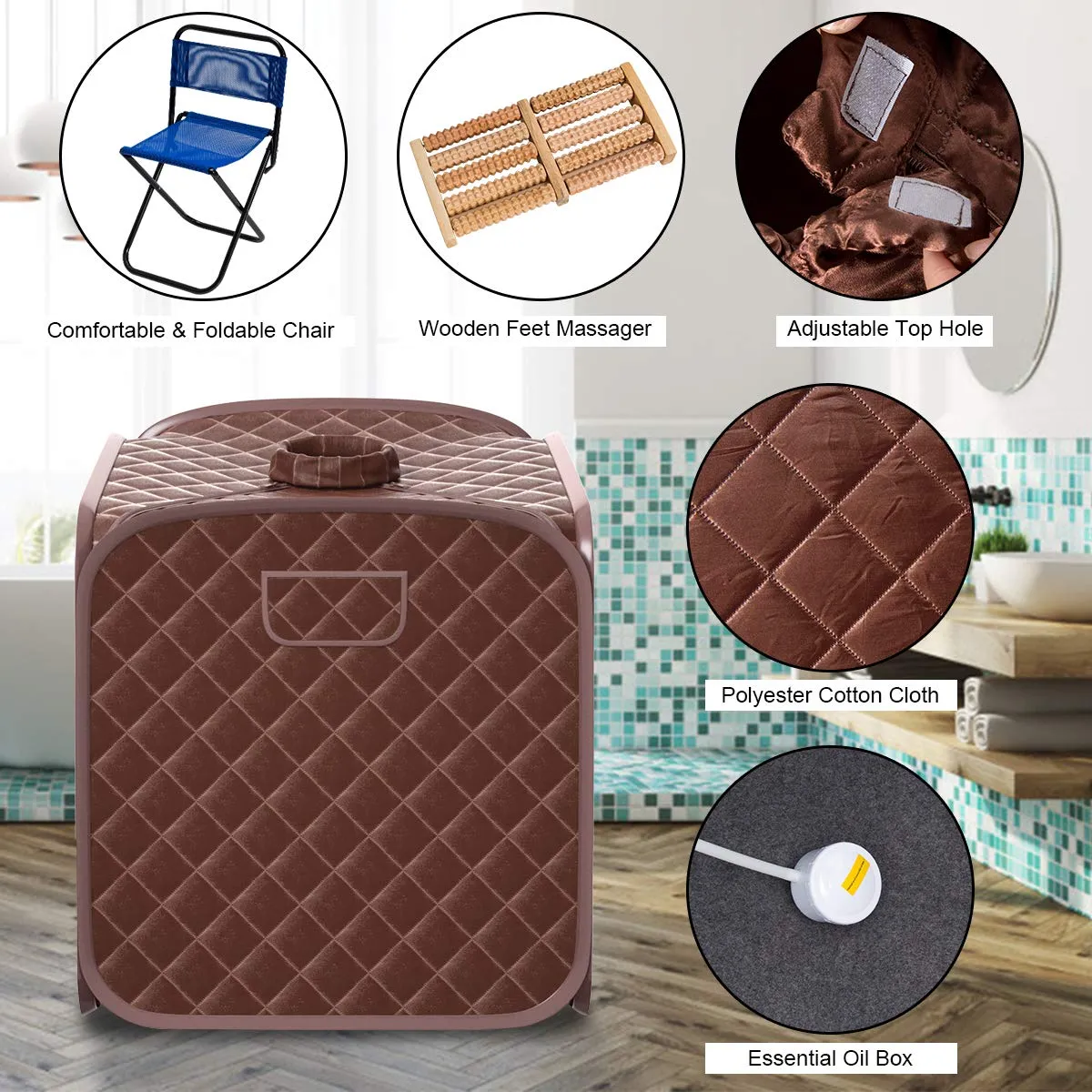Giantex Portable Steam Sauna Spa 2L Folding Private Sauna Tent W/Chair Foot