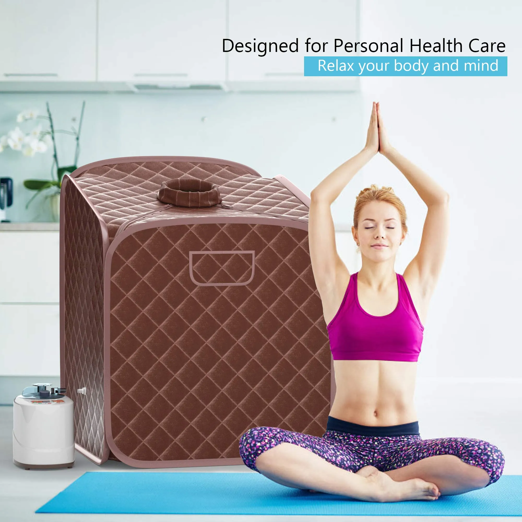 Giantex Portable Steam Sauna Spa 2L Folding Private Sauna Tent W/Chair Foot