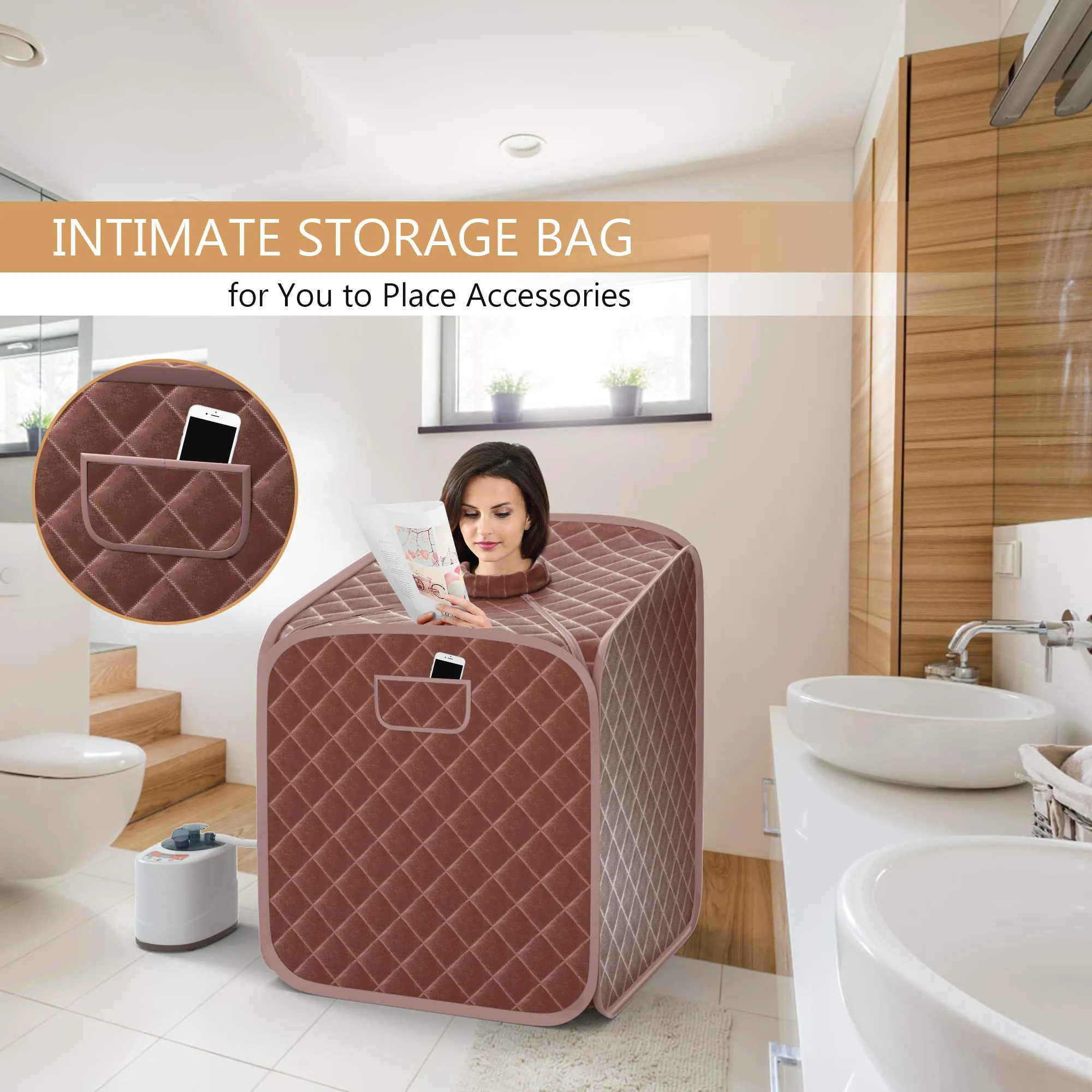 Giantex Portable Steam Sauna Spa 2L Folding Private Sauna Tent W/Chair Foot