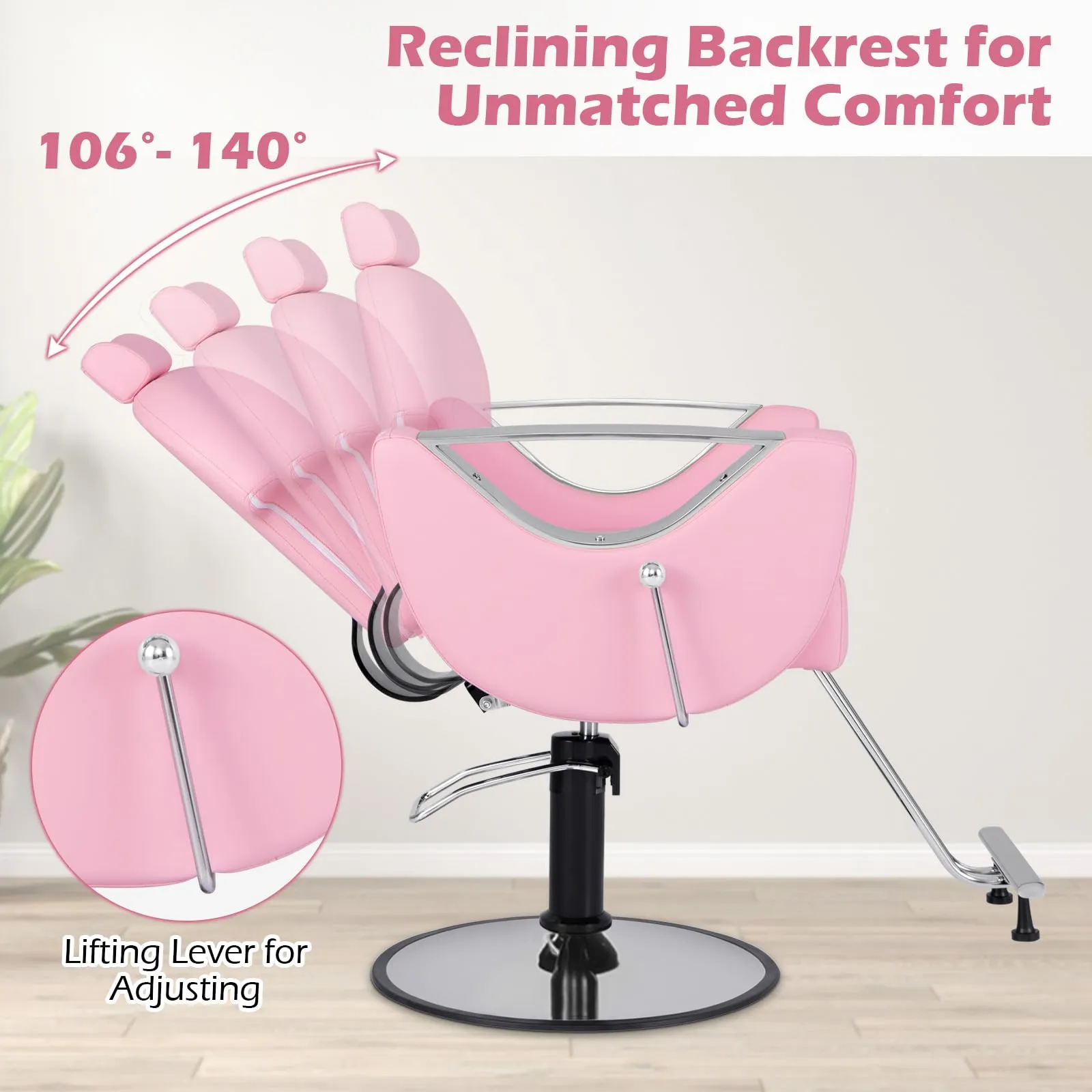 Giantex Reclining Barber Chair - Salon Chair for Hair Stylist, 360 Degrees Swivel