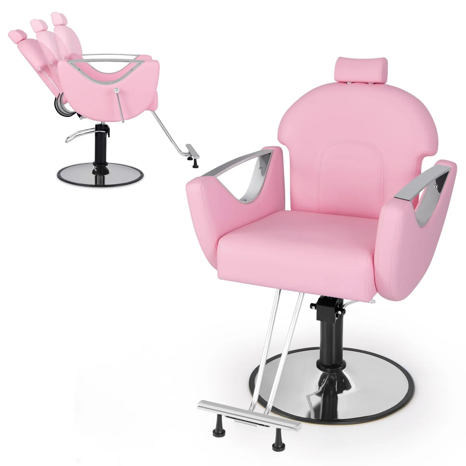 Giantex Reclining Barber Chair - Salon Chair for Hair Stylist, 360 Degrees Swivel folding chair, portable chair