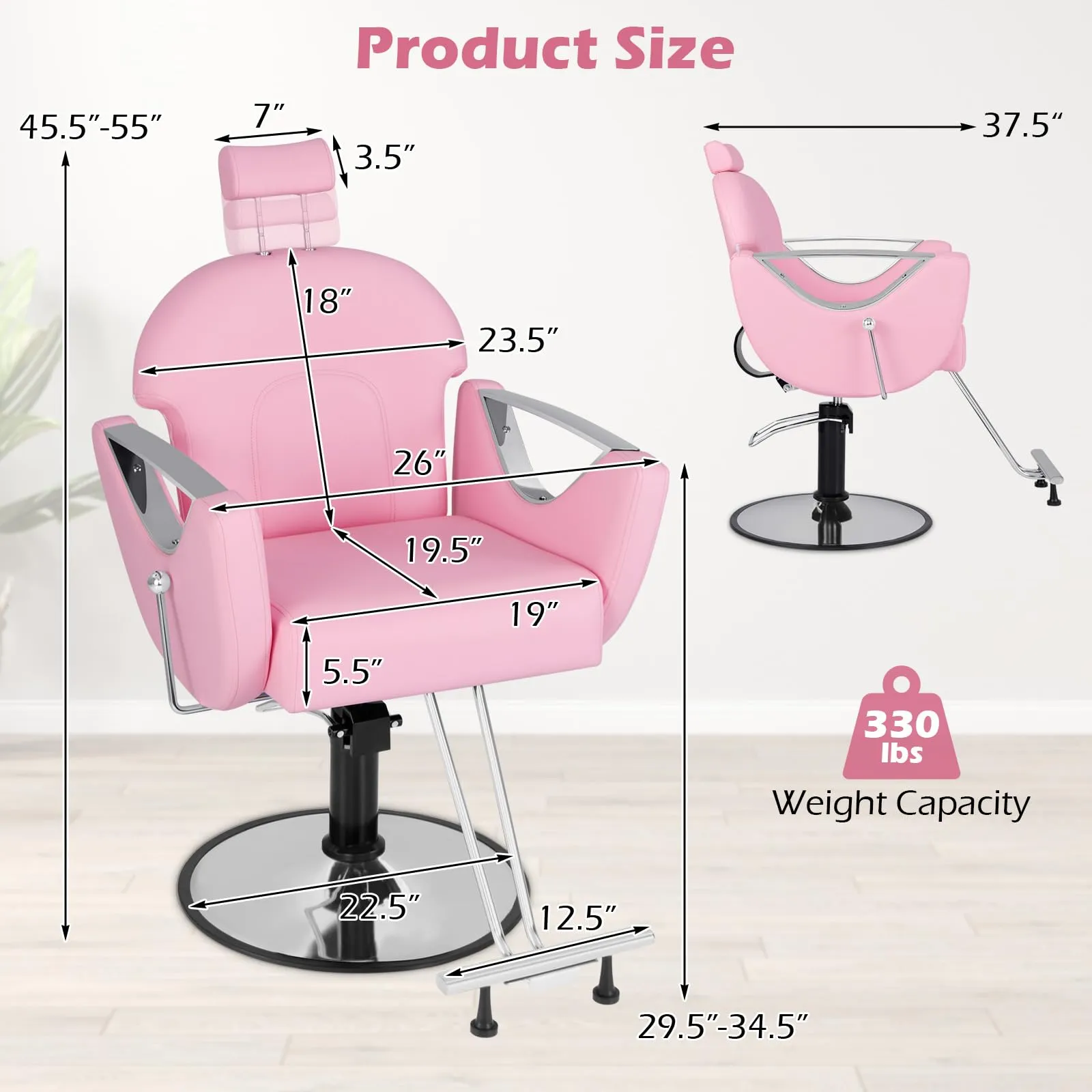 Giantex Reclining Barber Chair - Salon Chair for Hair Stylist, 360 Degrees Swivel