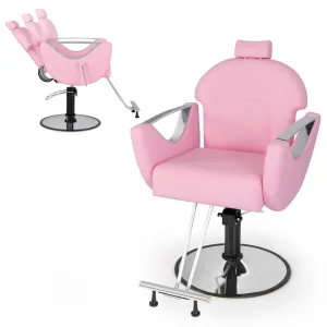 Giantex Reclining Barber Chair - Salon Chair for Hair Stylist, 360 Degrees Swivel folding chair, portable chair