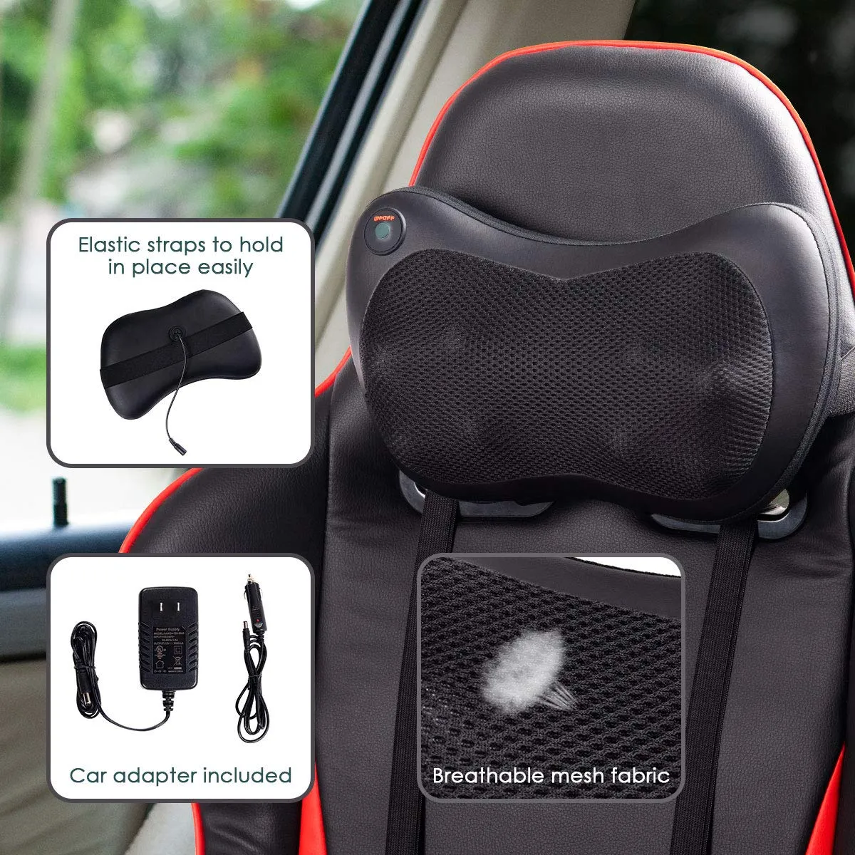 Giantex Shiatsu Back Neck Massager with Heat, Kneading Massage Pillow for Muscle Pain Relief
