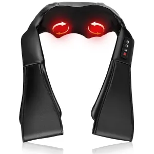Giantex Shiatsu Neck Back and Shoulder Massager w/Heat, Deep Tissue 3D Kneading Massage Pillow for Back folding chair, portable chair