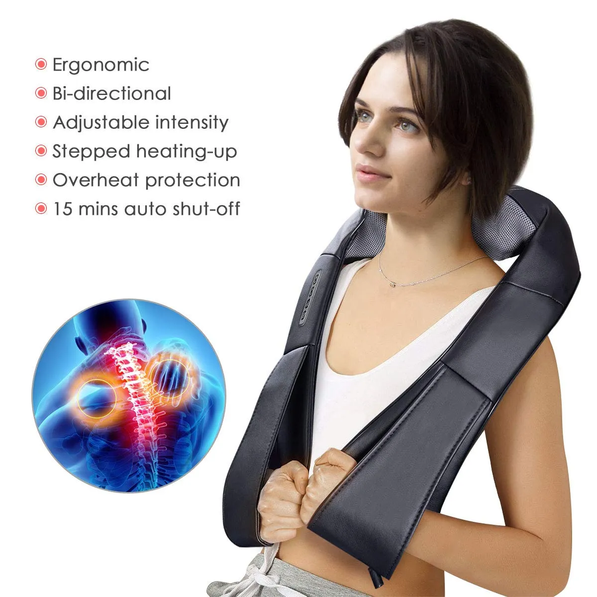 Giantex Shiatsu Neck Back Massager with Heat, Electric 3D Kneading Massage Pillow