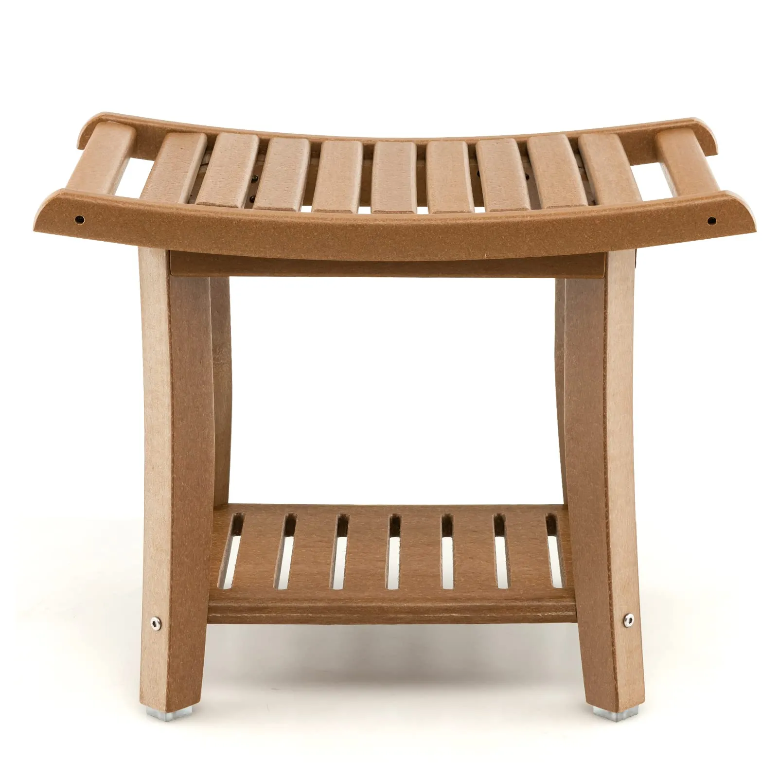 Giantex Shower Bench, HDPE Waterproof Shower Stool with Storage Shelf