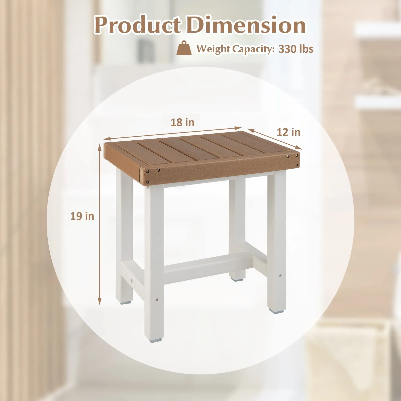 Giantex Shower Bench Waterproof HDPE - Shower Stool, Plastic Spa Bath Step Foot Rest for Bathroom