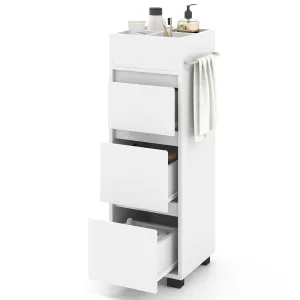Giantex Small Bathroom Storage Cabinet - Narrow Space-saving Bathroom Cabinet with 3 Drawers bathroom organizer, toilet brush holder