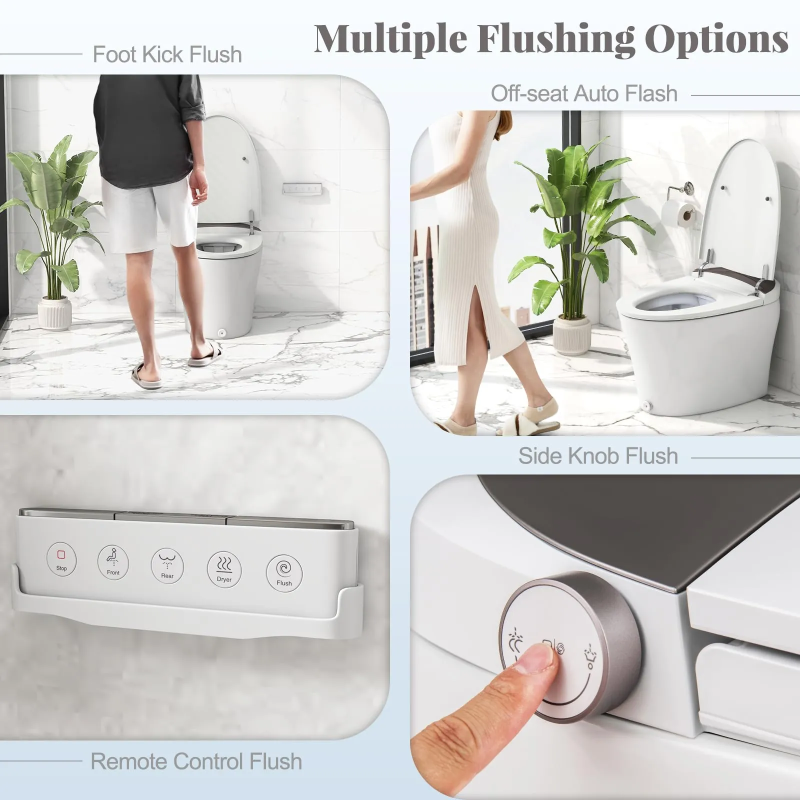 Giantex Smart Toilet, Elongated Bidet Toilet with Adjustable Heated Seat, Dryer, Night Light, Auto Open/Close, Foot Sensor