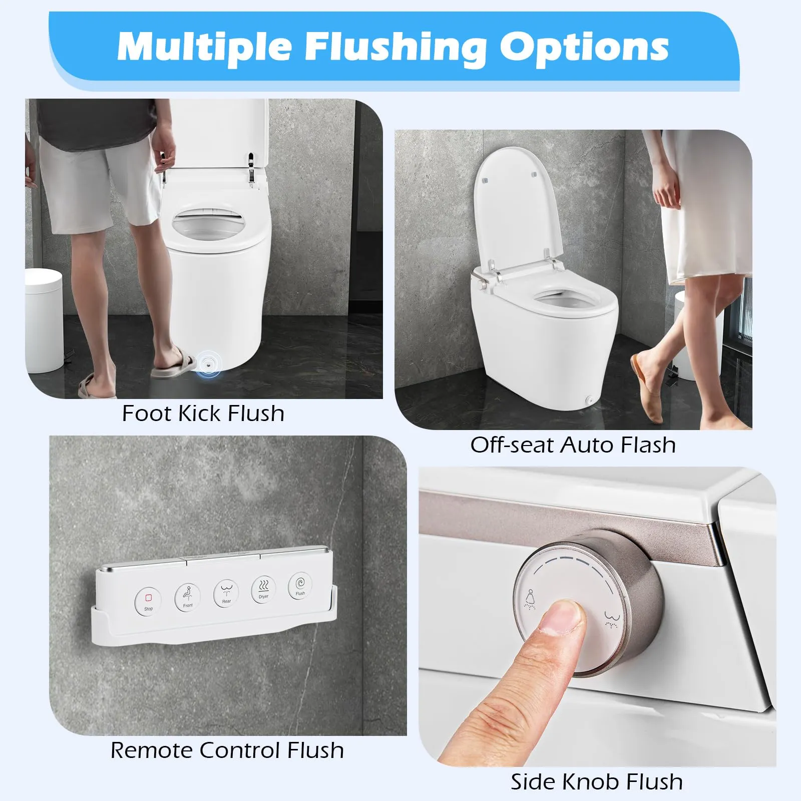 Giantex Smart Toilet with Bidet Built In, Bidet Toilet with Heat, Dryer, Night Light, Auto Open/Close