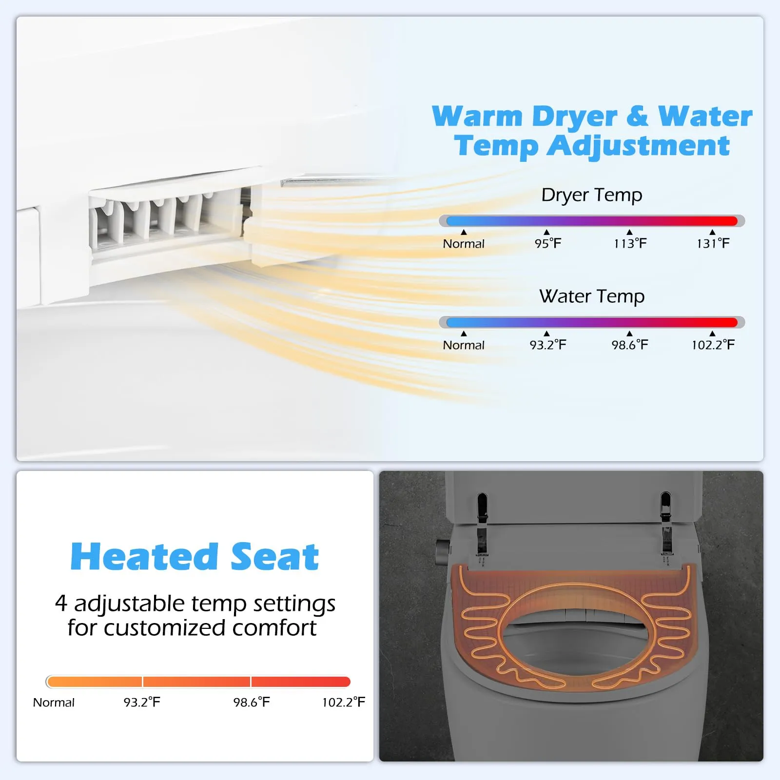Giantex Smart Toilet with Bidet Built In, Bidet Toilet with Heat, Dryer, Night Light, Auto Open/Close