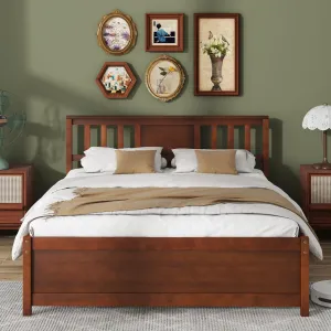 Giantex Solid Wood Platform Bed Frame, Mid Century Full Bed Frame with Headboard bed frame, queen bed