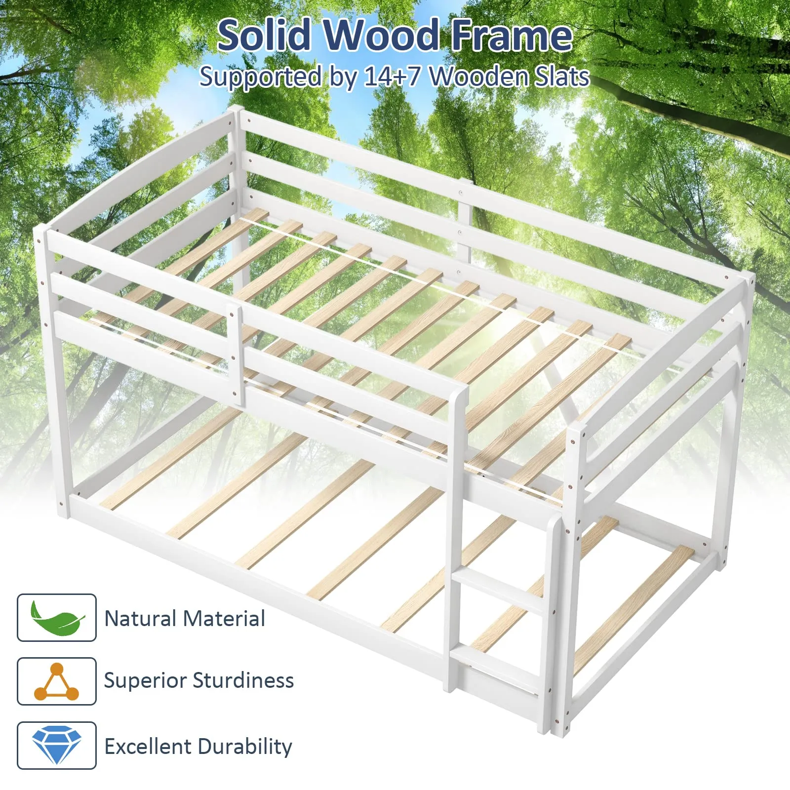 Giantex Solid Wood Twin Over Twin Bunk Bed Frame