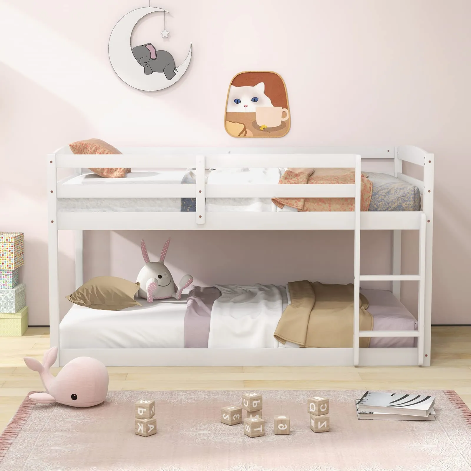 Giantex Solid Wood Twin Over Twin Bunk Bed Frame