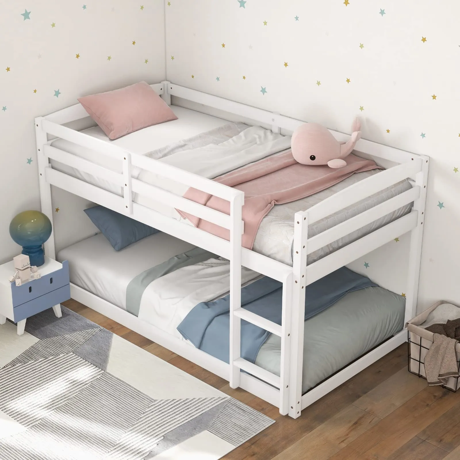 Giantex Solid Wood Twin Over Twin Bunk Bed Frame
