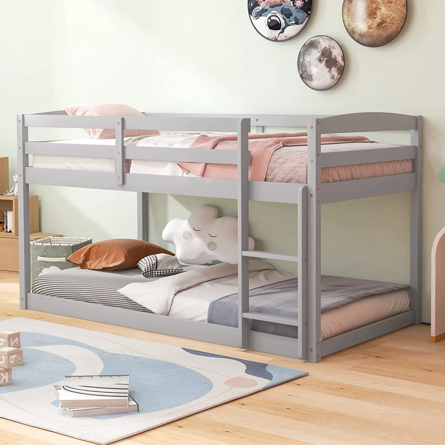 Giantex Solid Wood Twin Over Twin Bunk Bed Frame