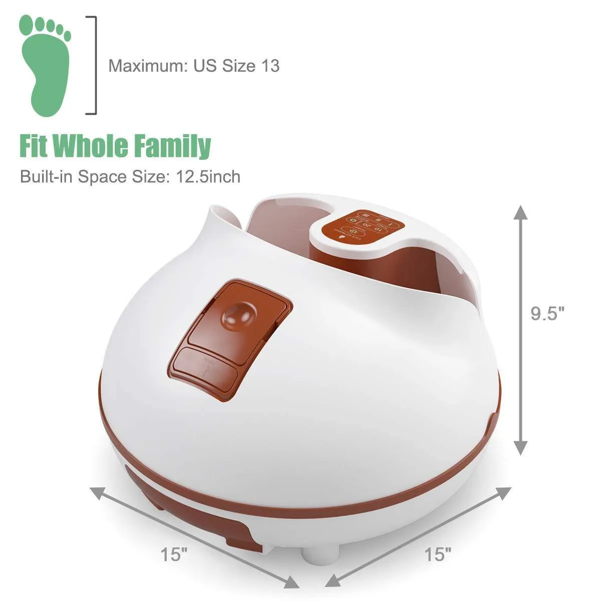 Giantex Steam Foot Spa Bath Massager w/3 Heat Levels, Pedicure Massage Rollers, Foot Spa Massager for Stress Relief (Brown/Gray)