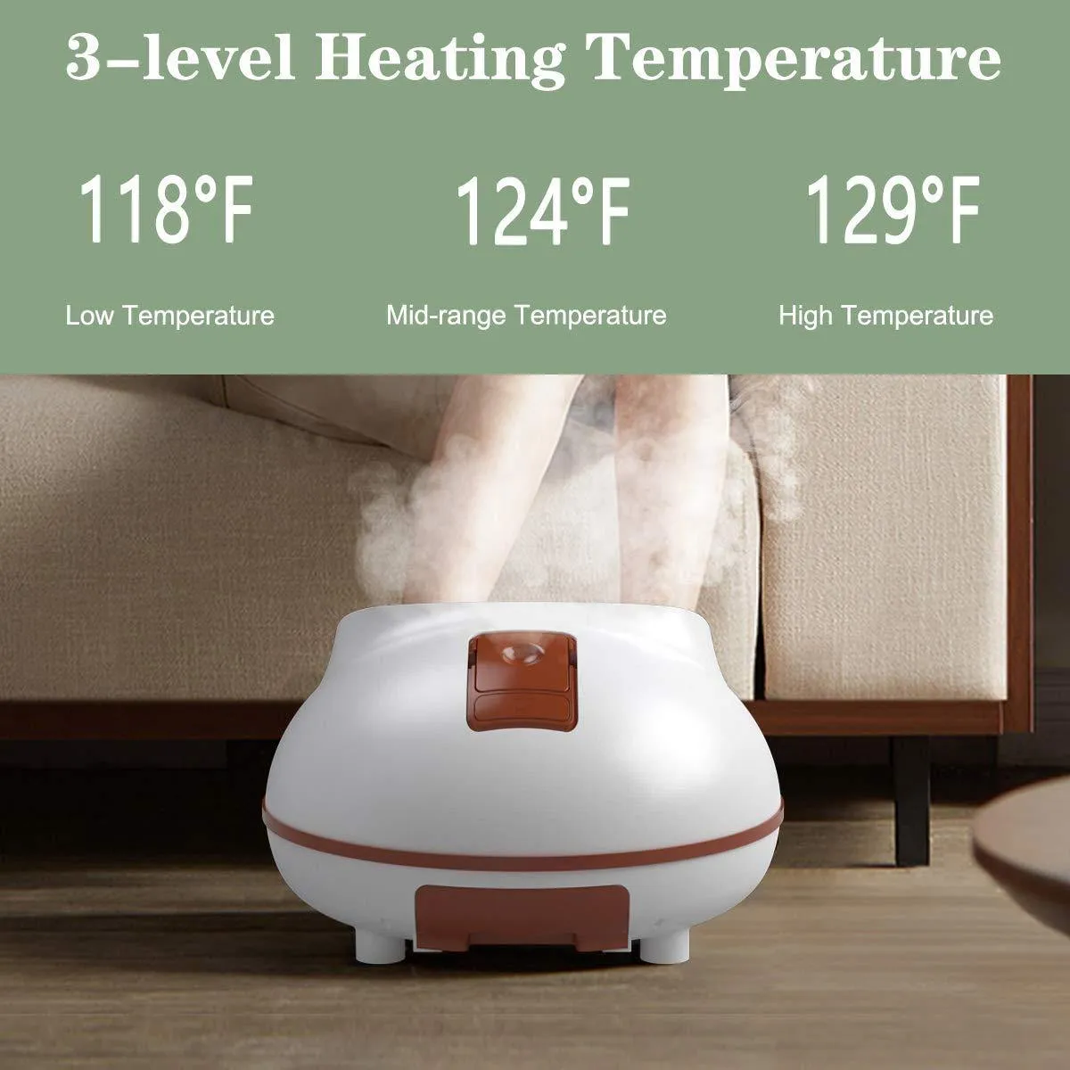 Giantex Steam Foot Spa Bath Massager w/3 Heat Levels, Pedicure Massage Rollers, Foot Spa Massager for Stress Relief (Brown/Gray)