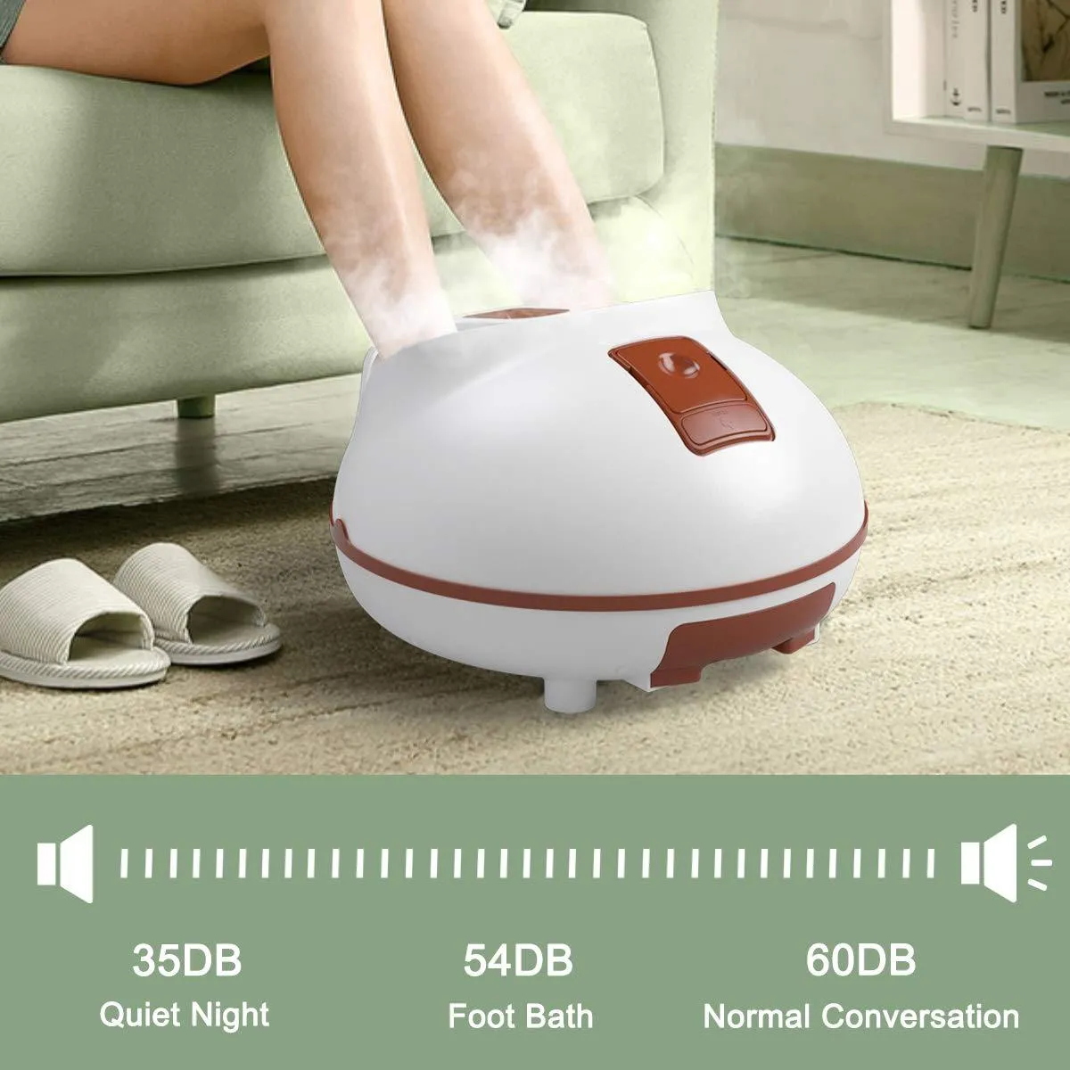 Giantex Steam Foot Spa Bath Massager w/3 Heat Levels, Pedicure Massage Rollers, Foot Spa Massager for Stress Relief (Brown/Gray)