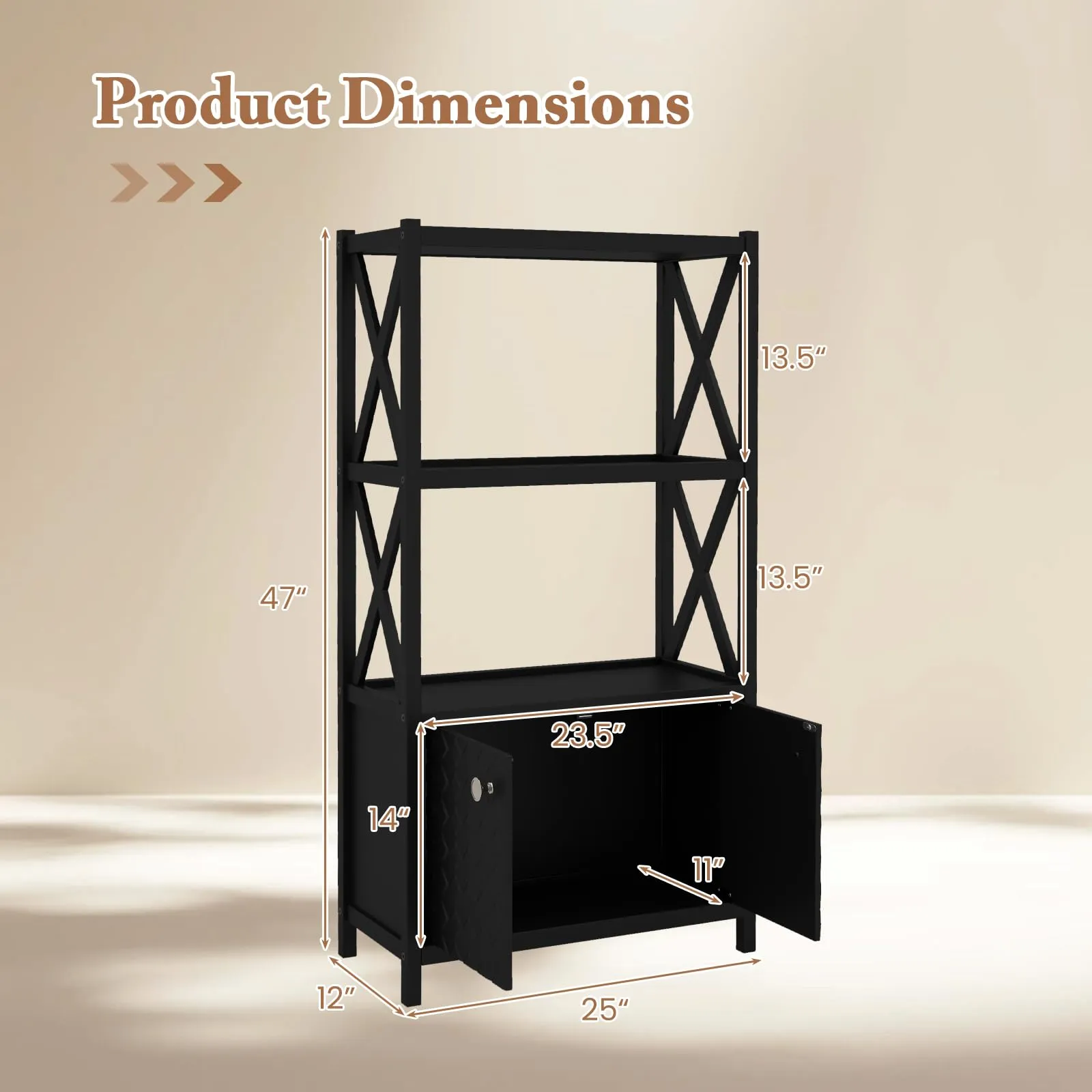 Giantex Storage Cabinet, Freestanding Storage Organizer with Open Shelves, Double Doors