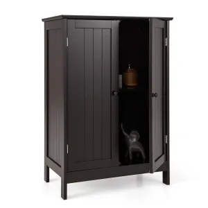 Giantex Storage Cabinet with Doors and Shelves - Freestanding Storage Organizer with Anti-Tipping Device bathroom organizer, toilet brush holder