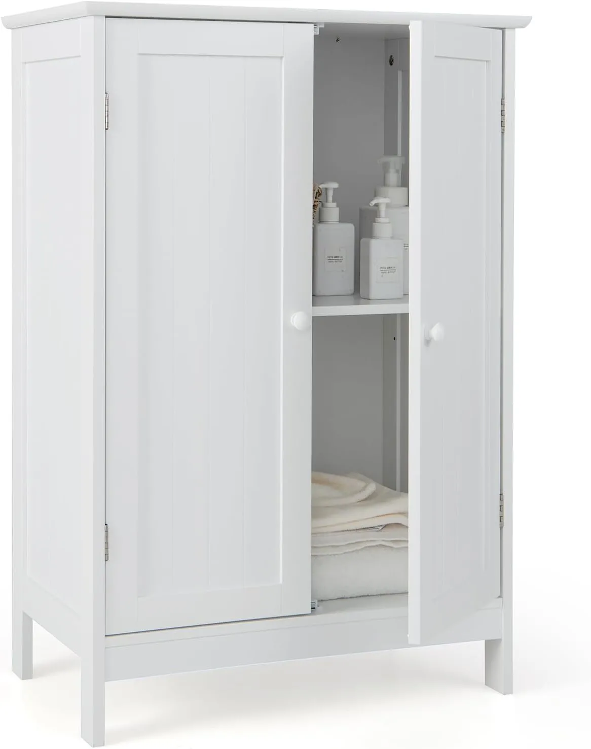 Giantex Storage Cabinet with Doors and Shelves - Freestanding Storage Organizer with Anti-Tipping Device
