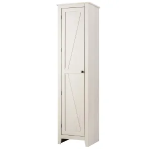 Giantex Tall Storage Cabinet Freestanding Floor Storage Tower with Four Shelves and Single Door bathroom organizer, toilet brush holder