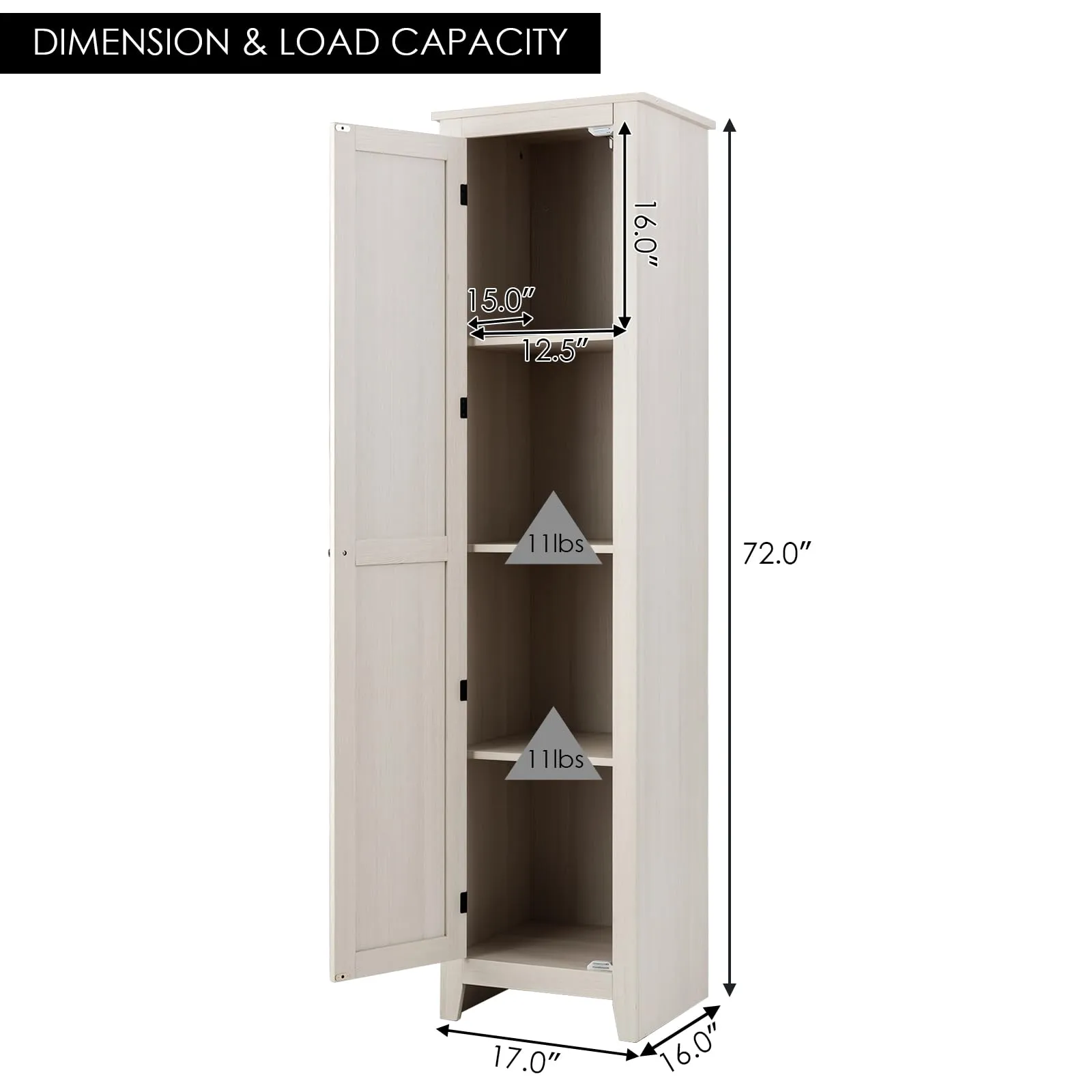 Giantex Tall Storage Cabinet Freestanding Floor Storage Tower with Four Shelves and Single Door