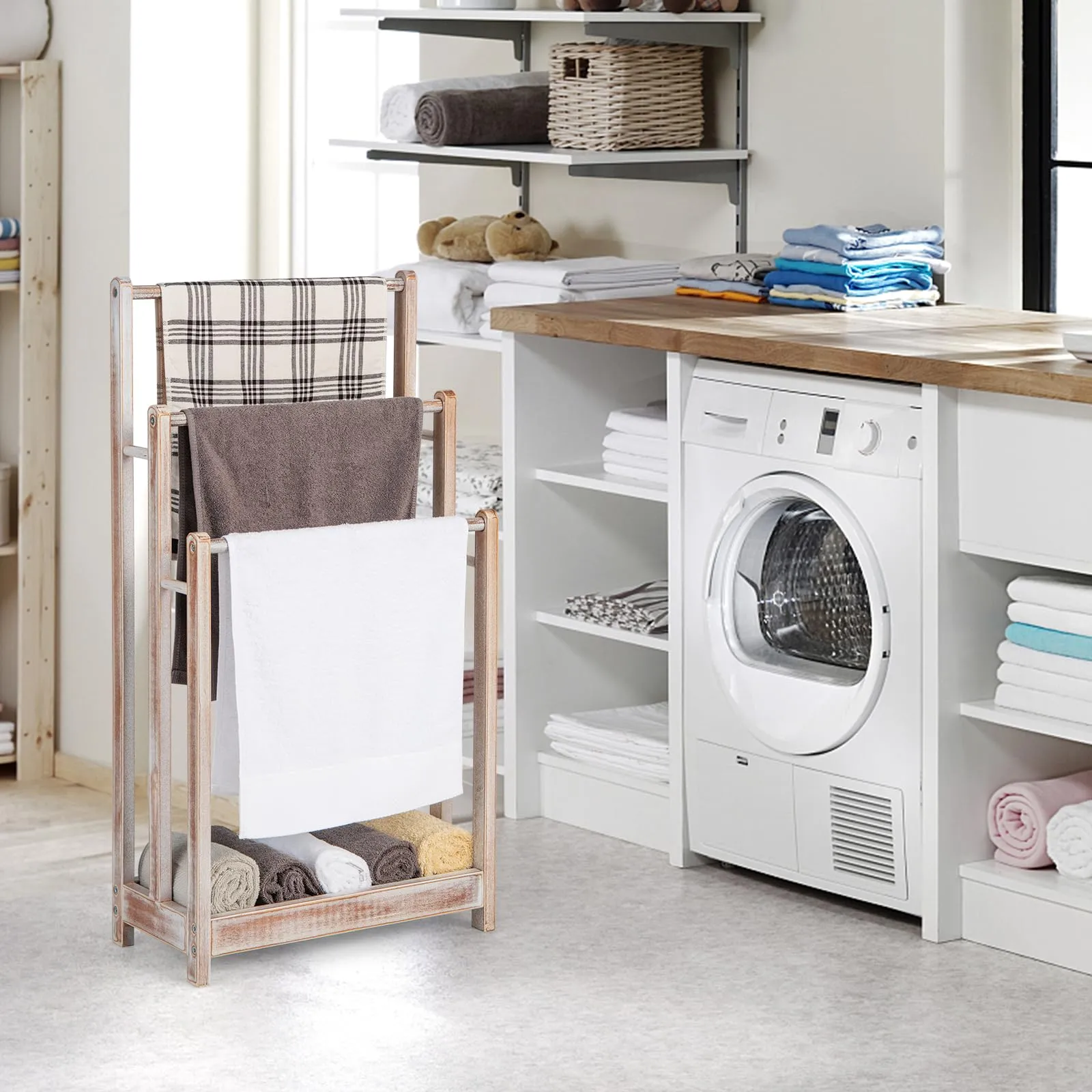 Giantex Towel Rack for Bathroom - 3 Tier Freestanding Towel Racks with Storage Shelf