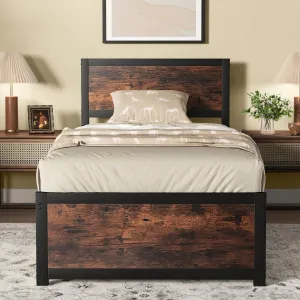 Giantex Twin Bed Frames for Kids, Industrial Metal Platform Bed with Headboard bed frame, queen bed