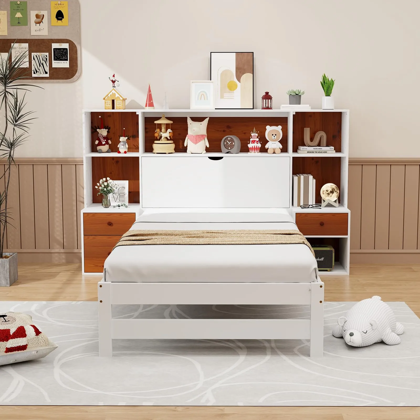 Giantex Twin Bed Frames with Headboard and Drawer