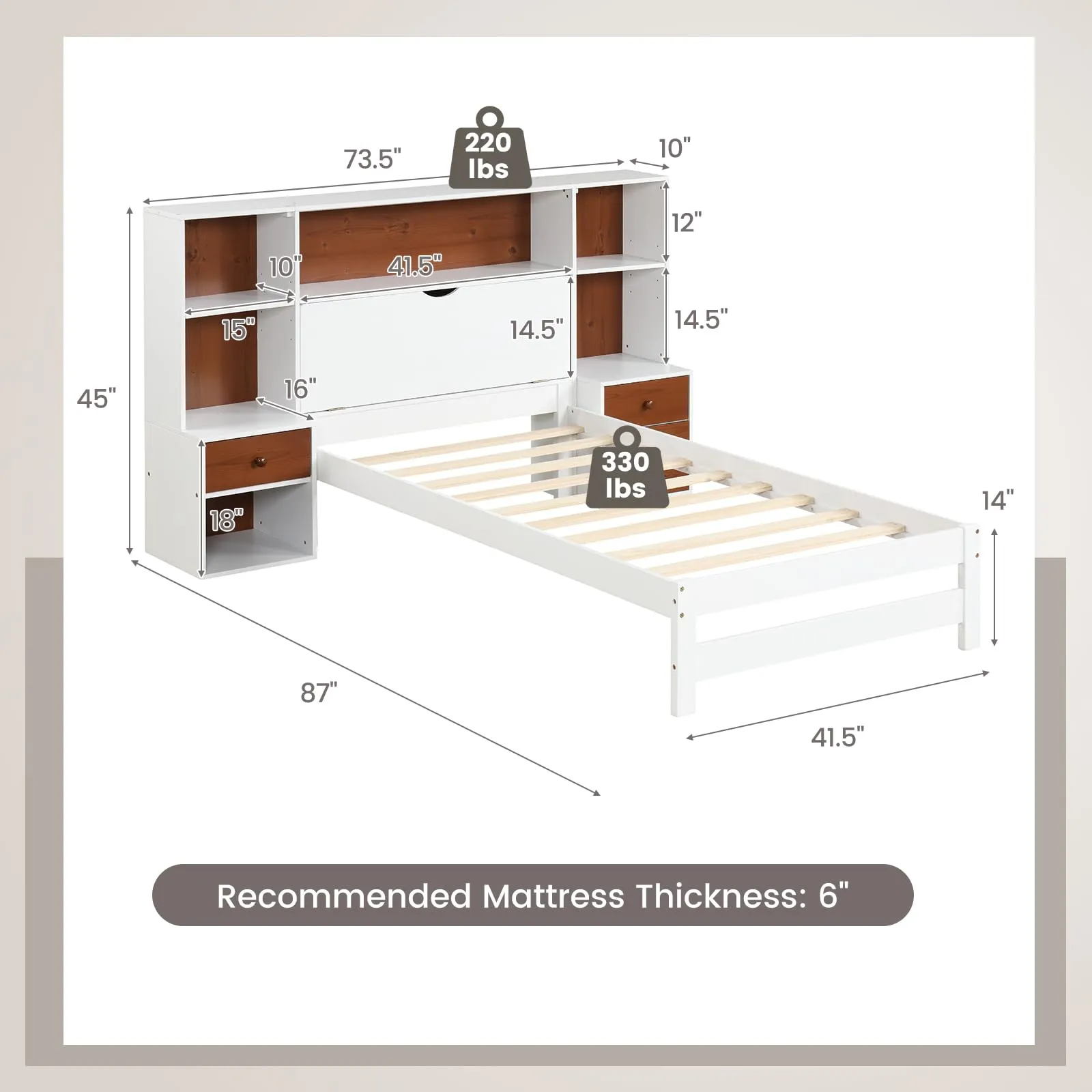 Giantex Twin Bed Frames with Headboard and Drawer
