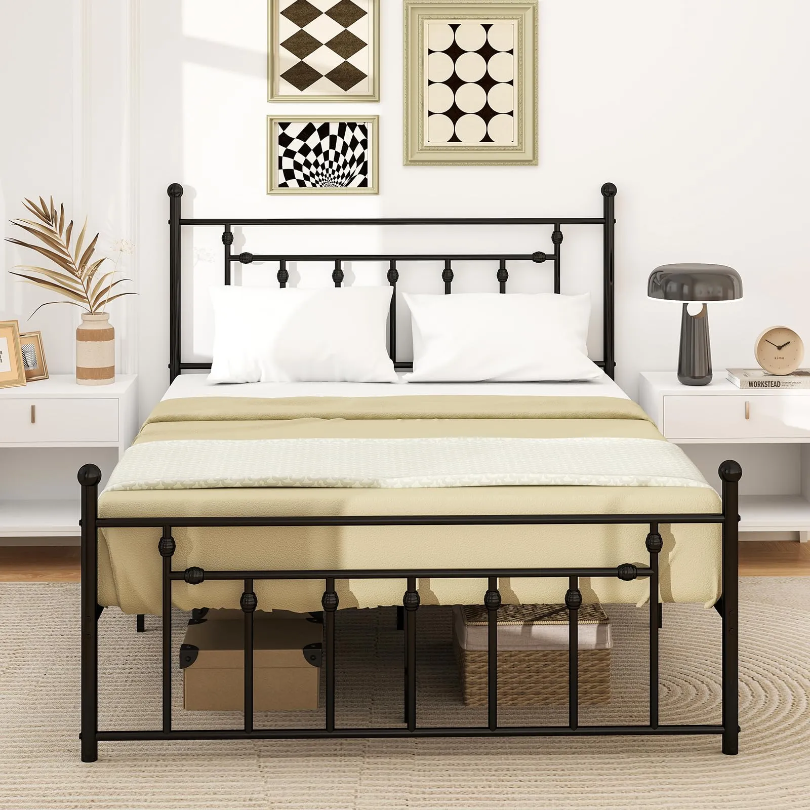 Giantex Twin Bed Frames with Headboard and Footboard, Victorian Style Twin Platform Bed