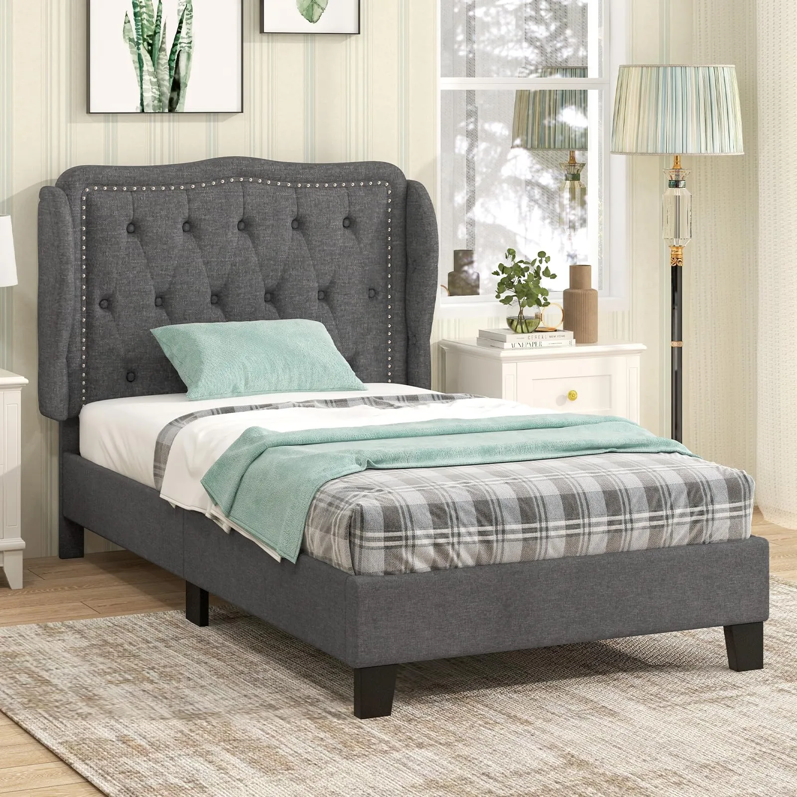 Giantex Twin Bed Frames with Headboard bed frame, queen bed