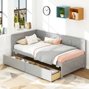 Giantex Twin Daybed with 2 Storage Drawers bed frame, queen bed