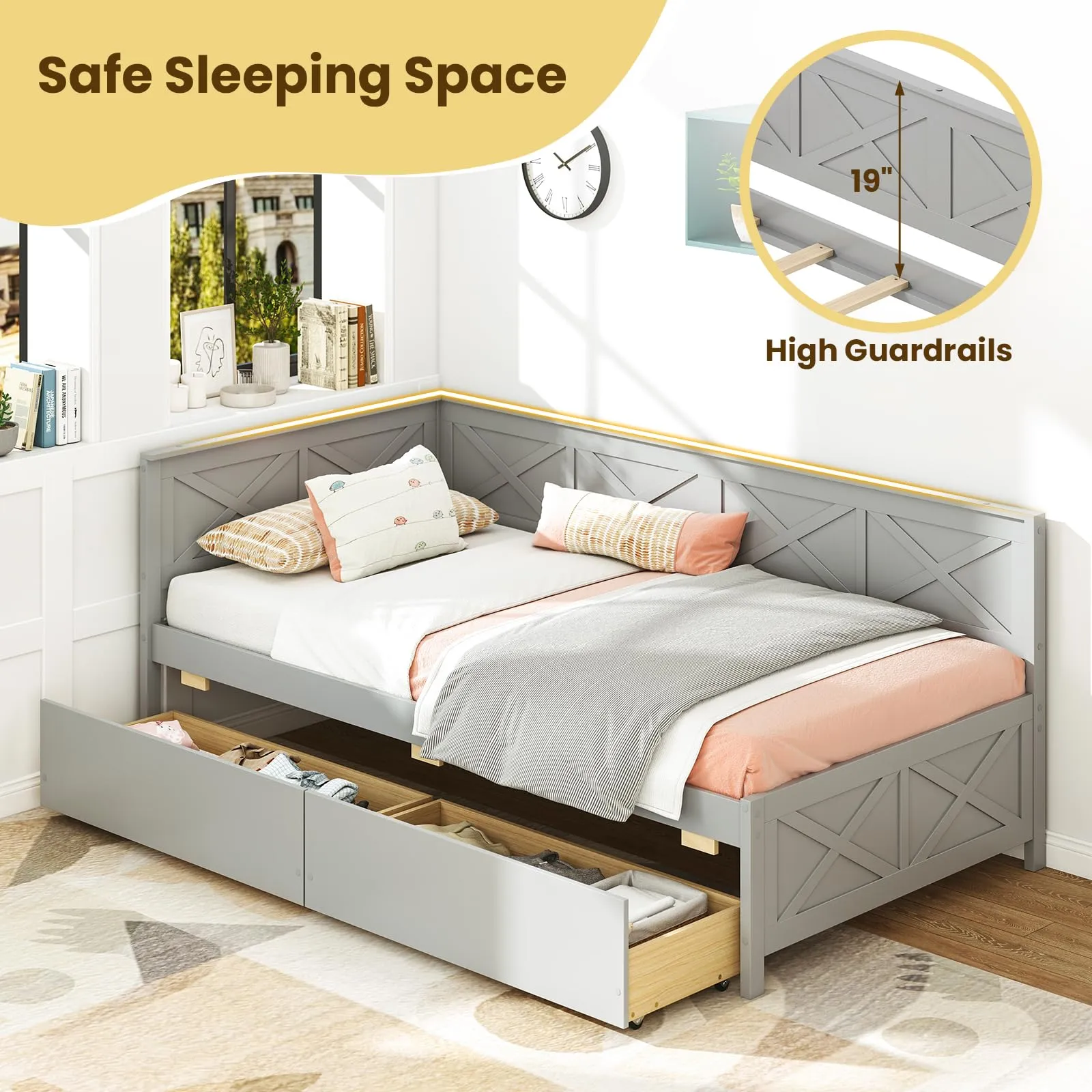 Giantex Twin Daybed with 2 Storage Drawers