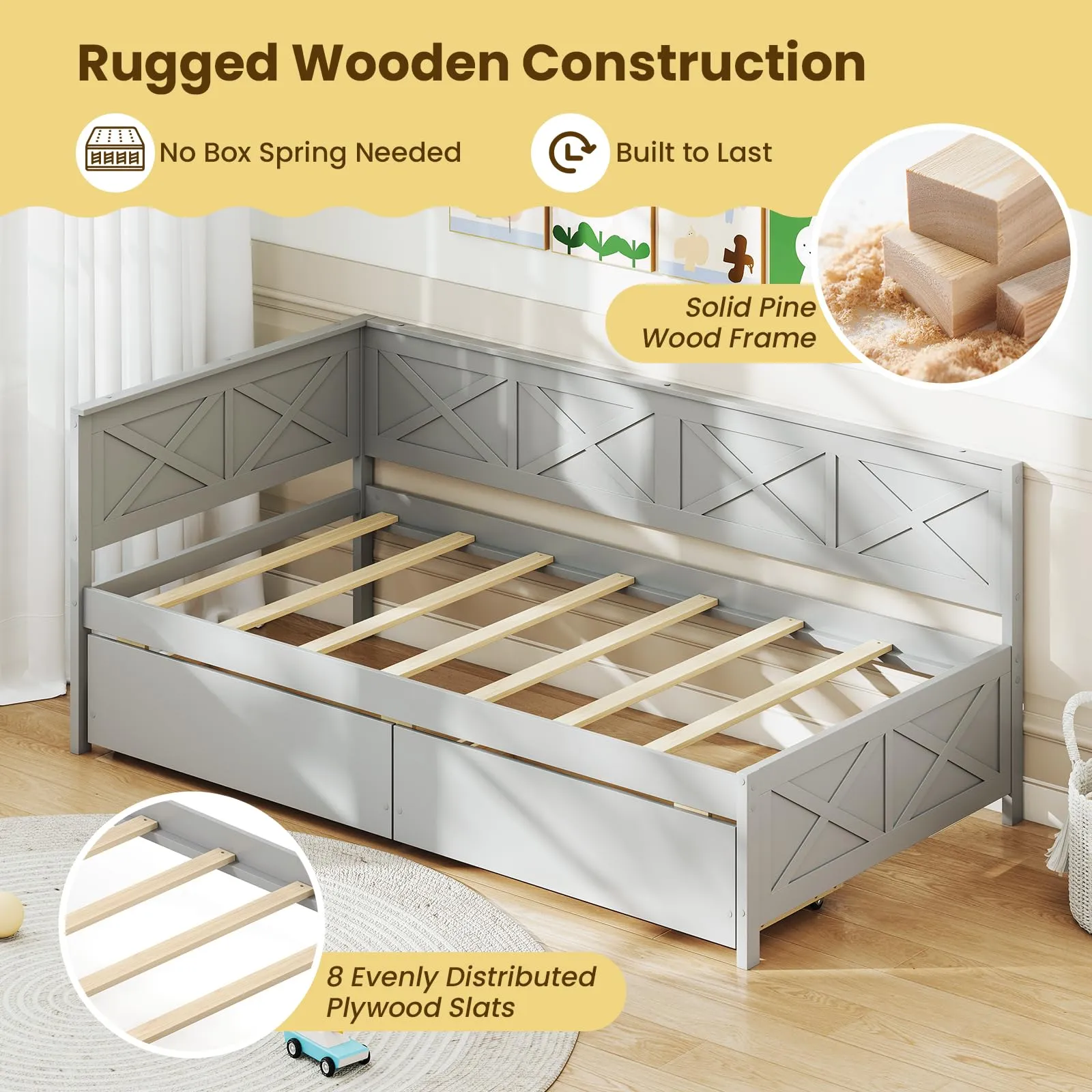 Giantex Twin Daybed with 2 Storage Drawers