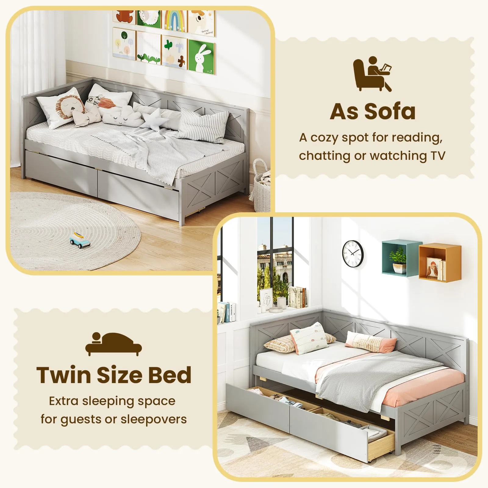 Giantex Twin Daybed with 2 Storage Drawers