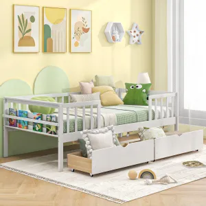 Giantex Twin Daybed with Drawers, Wooden Twin Bed Frame with Side Storage & Slats Support bed frame, queen bed