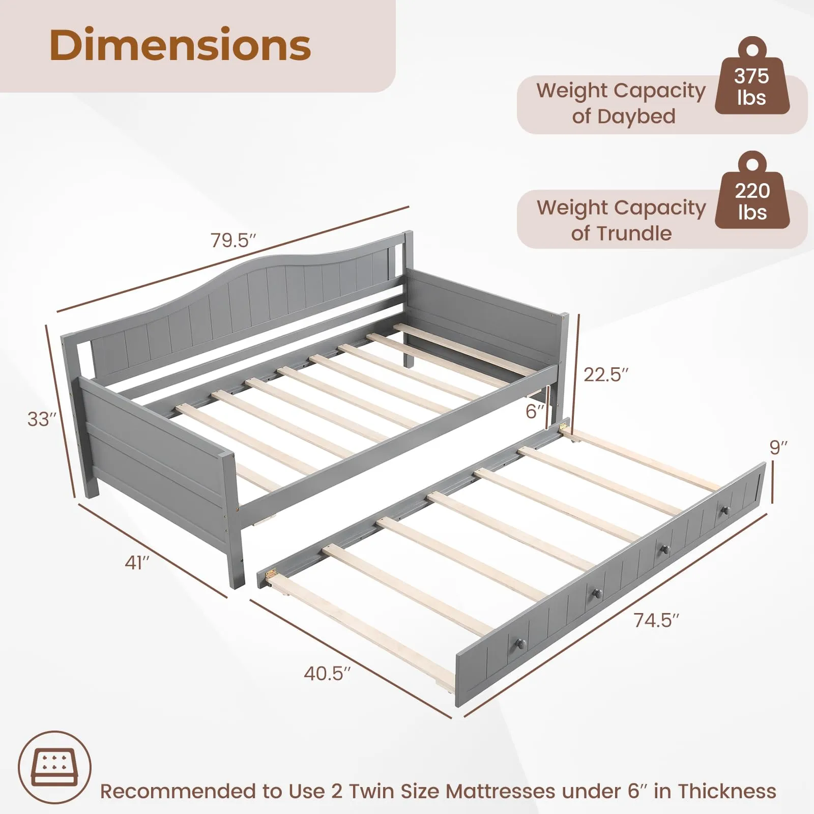 Giantex Twin Daybed with Trundle