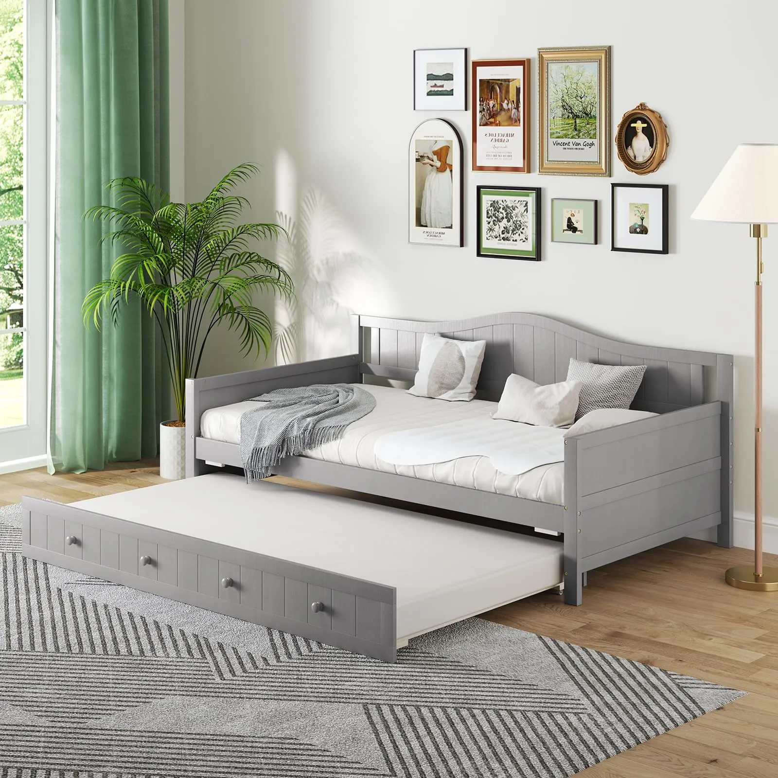 Giantex Twin Daybed with Trundle bed frame, queen bed